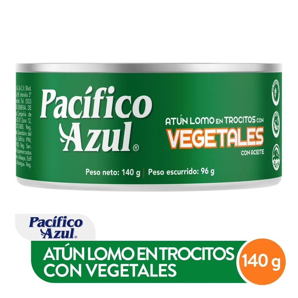 Atún trocitos en aceite de soya con vegetales - 140 g