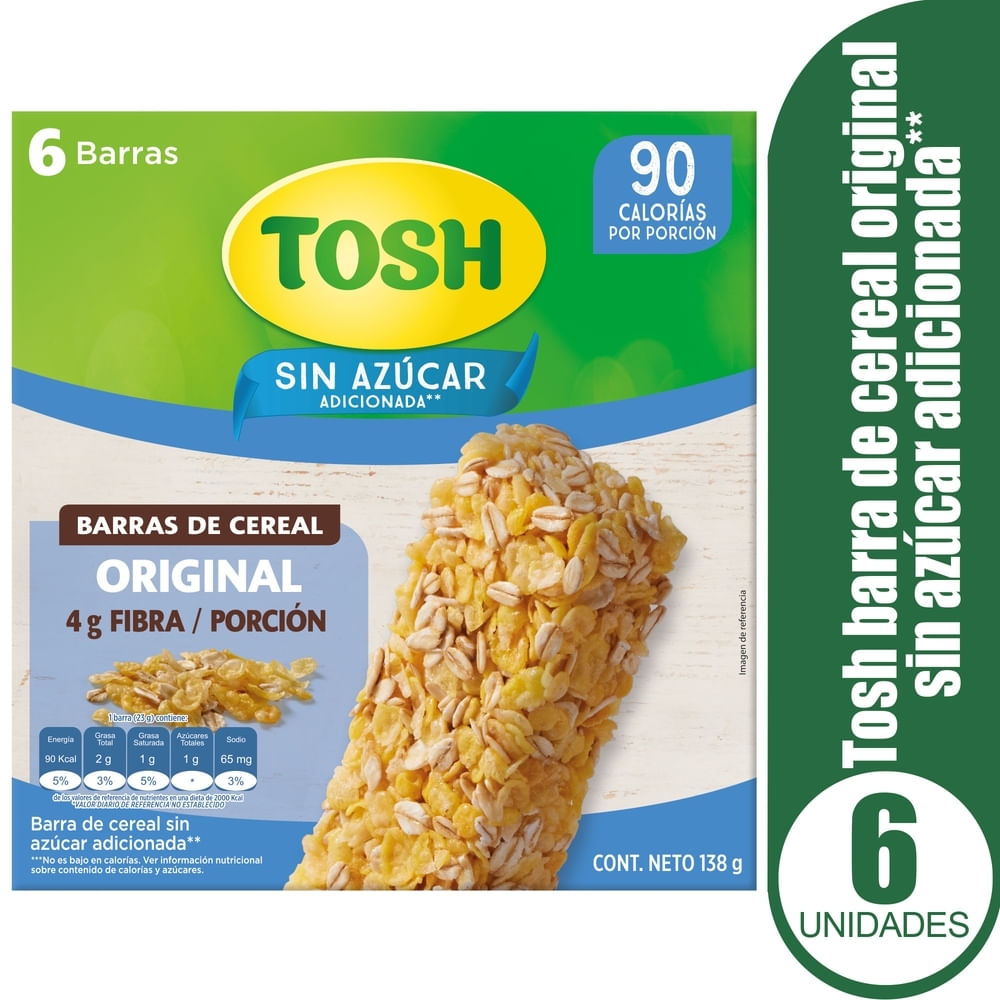 Barra de cereal Tosh Original sin azúcar adicionada - 138 g