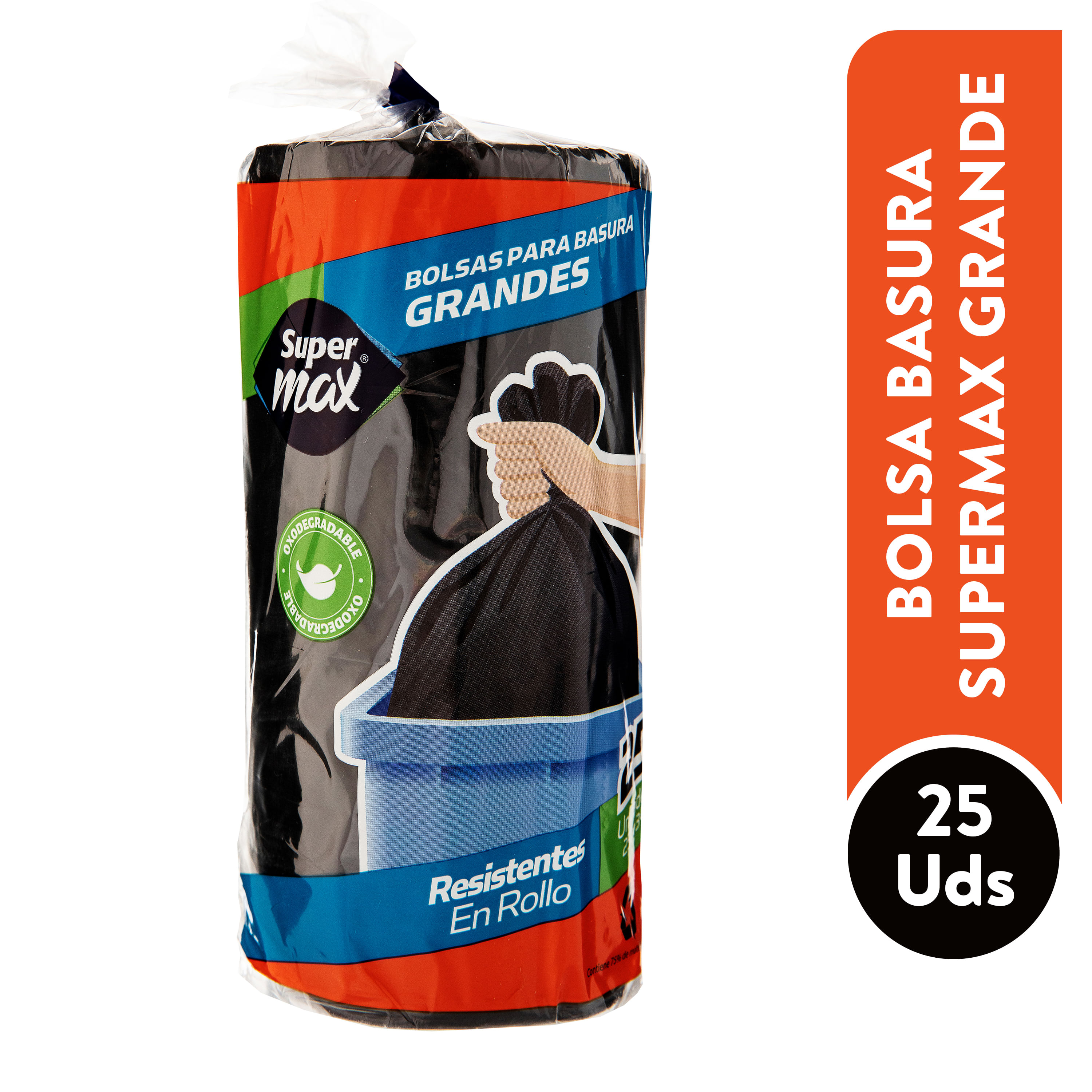 Bolsa para basura negra grande - 25 uds