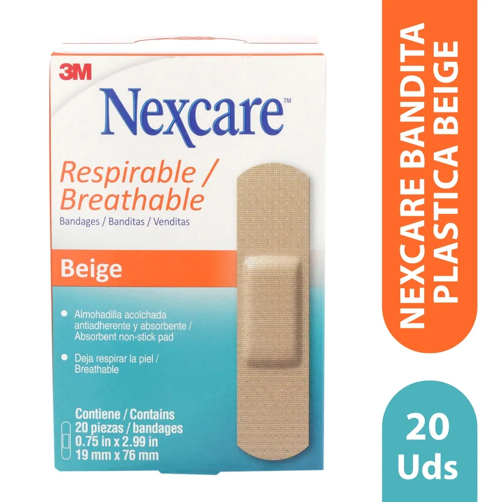 Curita Nexcare Plástica Color Piel - 20Uds