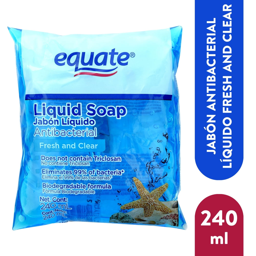 Jabón líquido antibacterial Equate Burbuja Fresh - 240 ml