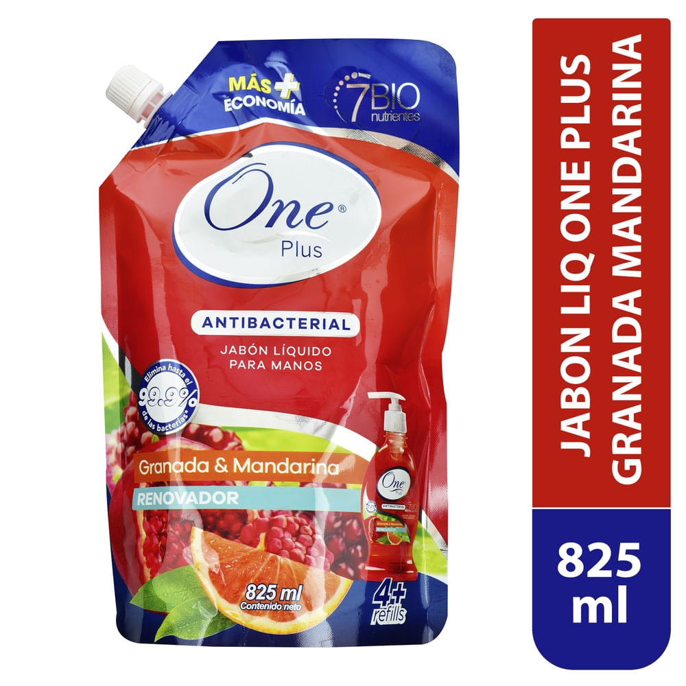 Jabón Líquido One Plus Antibacterial Granada Mandarina - 825ml