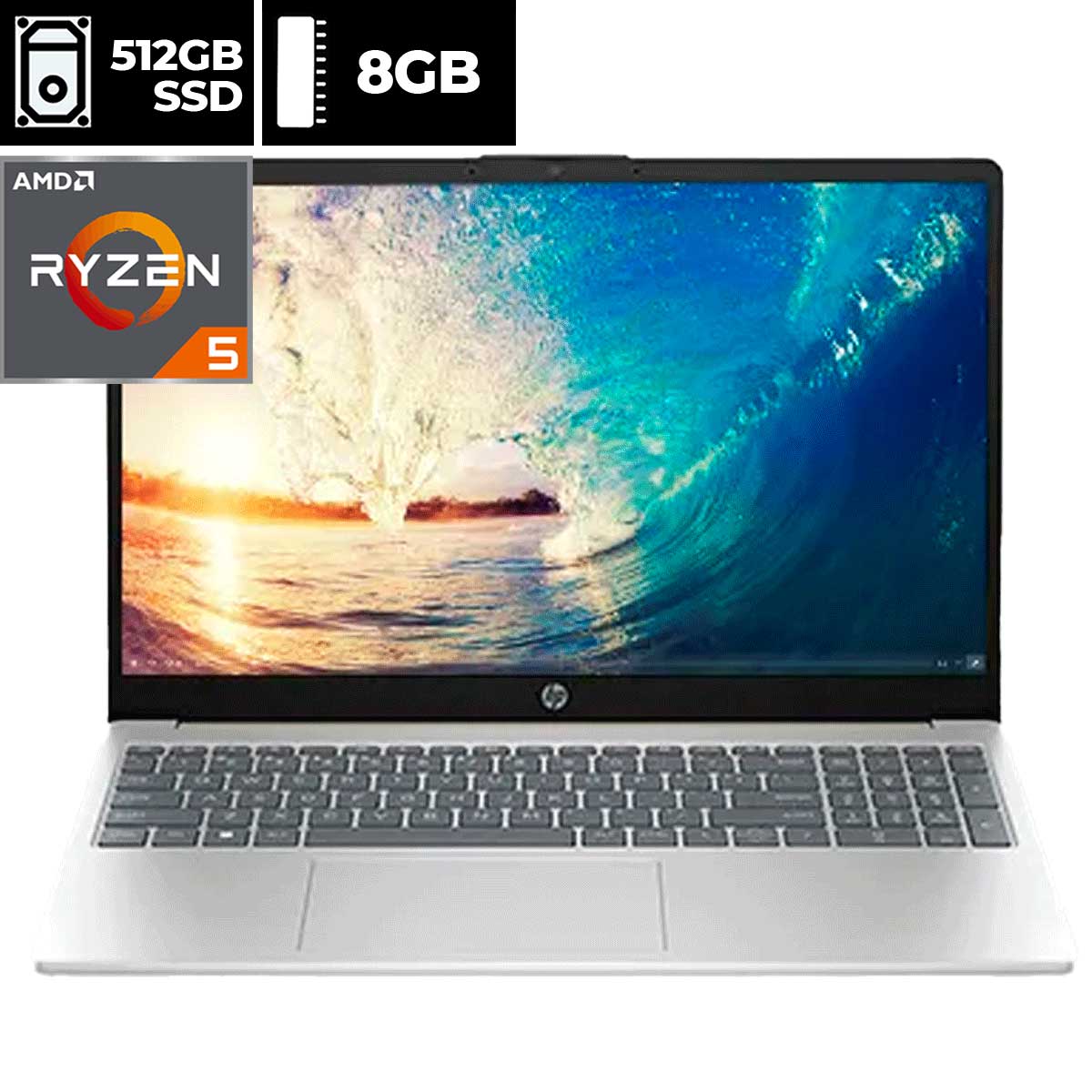 Laptop HP 15.6" LCD Ryzen 5 7520U 8 GB SSD 512 GB + Mochila
