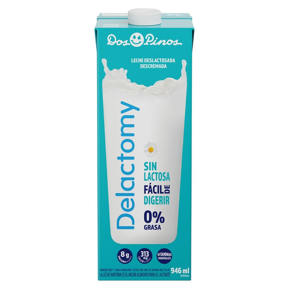 Leche Dos Pinos Delactomy UHT 0% Grasa 946 ml