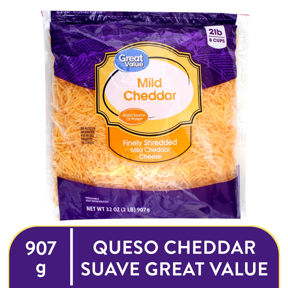 Queso Cheddar Great Value Rallado - 907 g