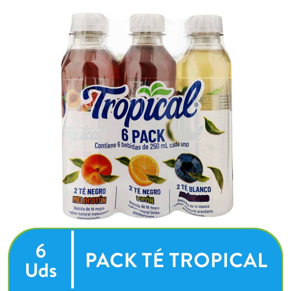 Refresco Tropical Melocotón, Limón, Blanco - 250ml 6-pack