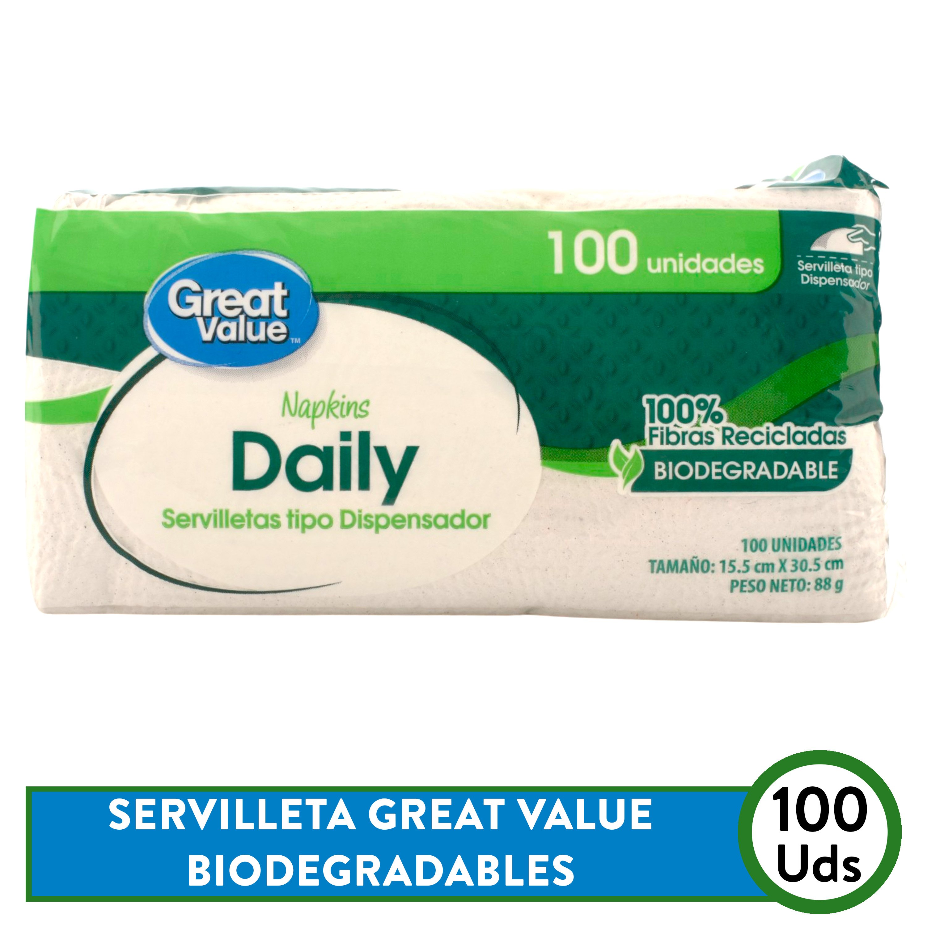 Servilletas Great Value Tipo Dispensador - 100 Unidades