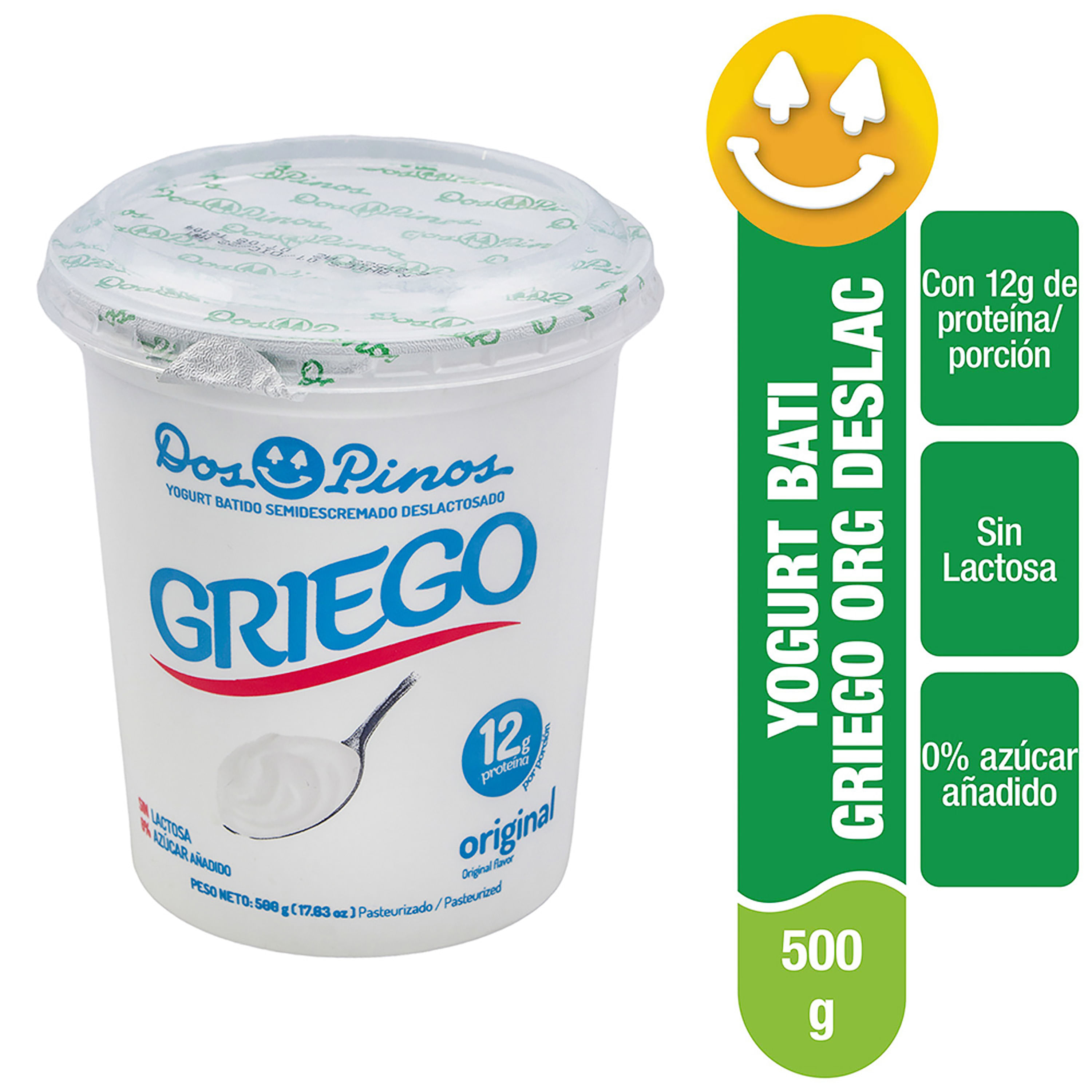 Yogurt Griego Original Sin Lactosa 0% Azúcar Añadido - 500 g